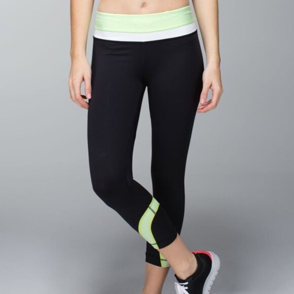 Lululemon Run: Inspire Crop II Black & Green - Picture 1 of 16